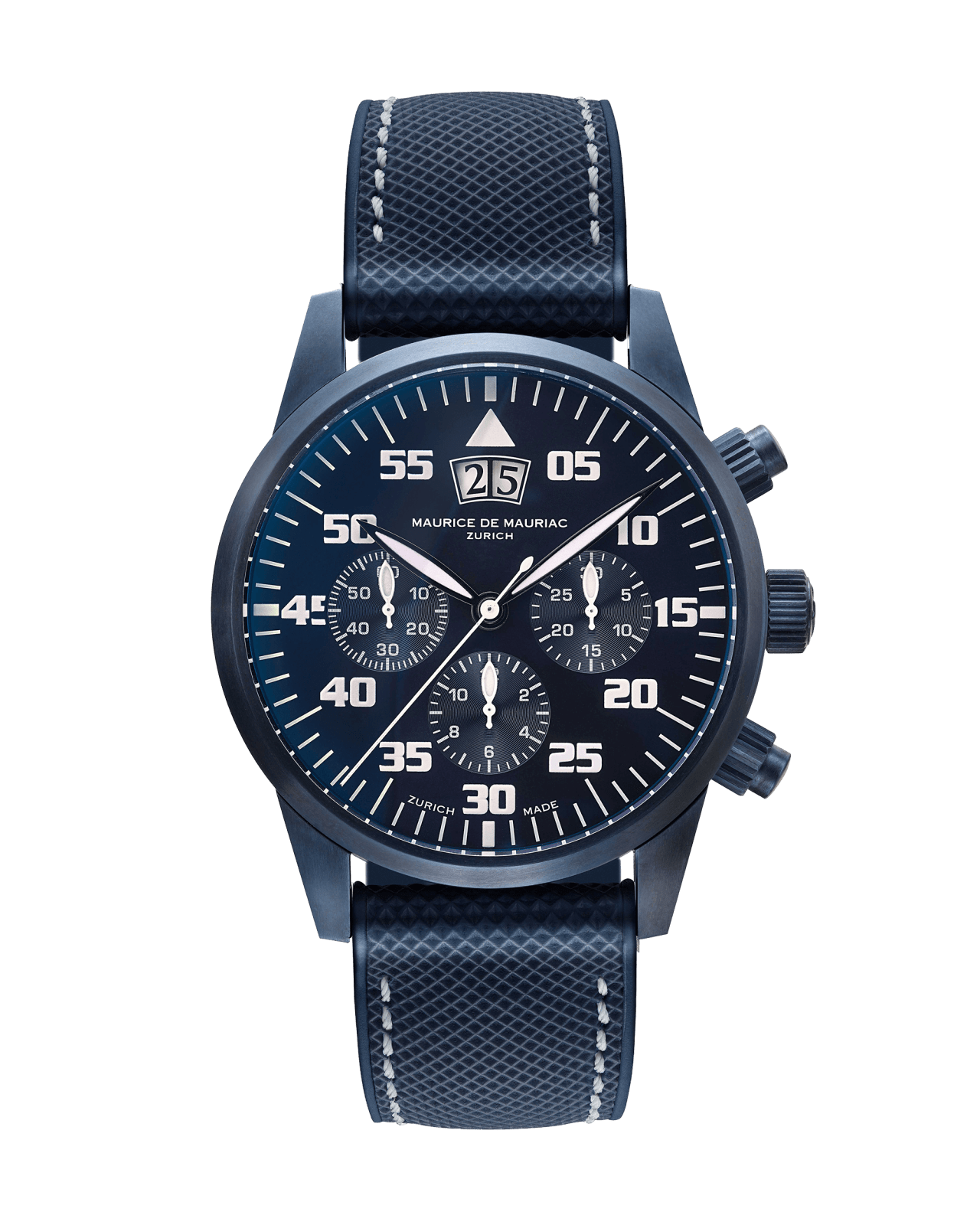 Chronographen Uhr Zürich mit dunklem Zifferbaltt und Uhrenband aus Leder