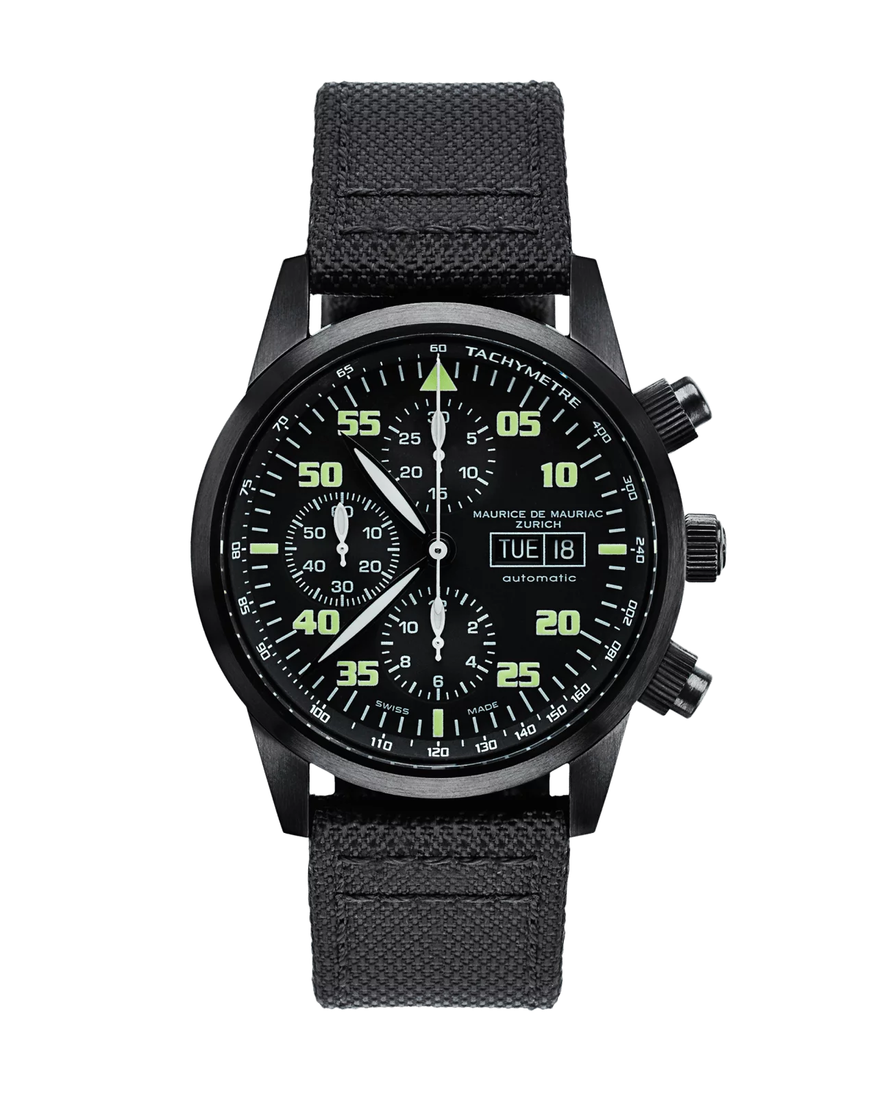 Chrono Uhr mit einer PVD Beschichtung und scharzem Natoband aus Textil