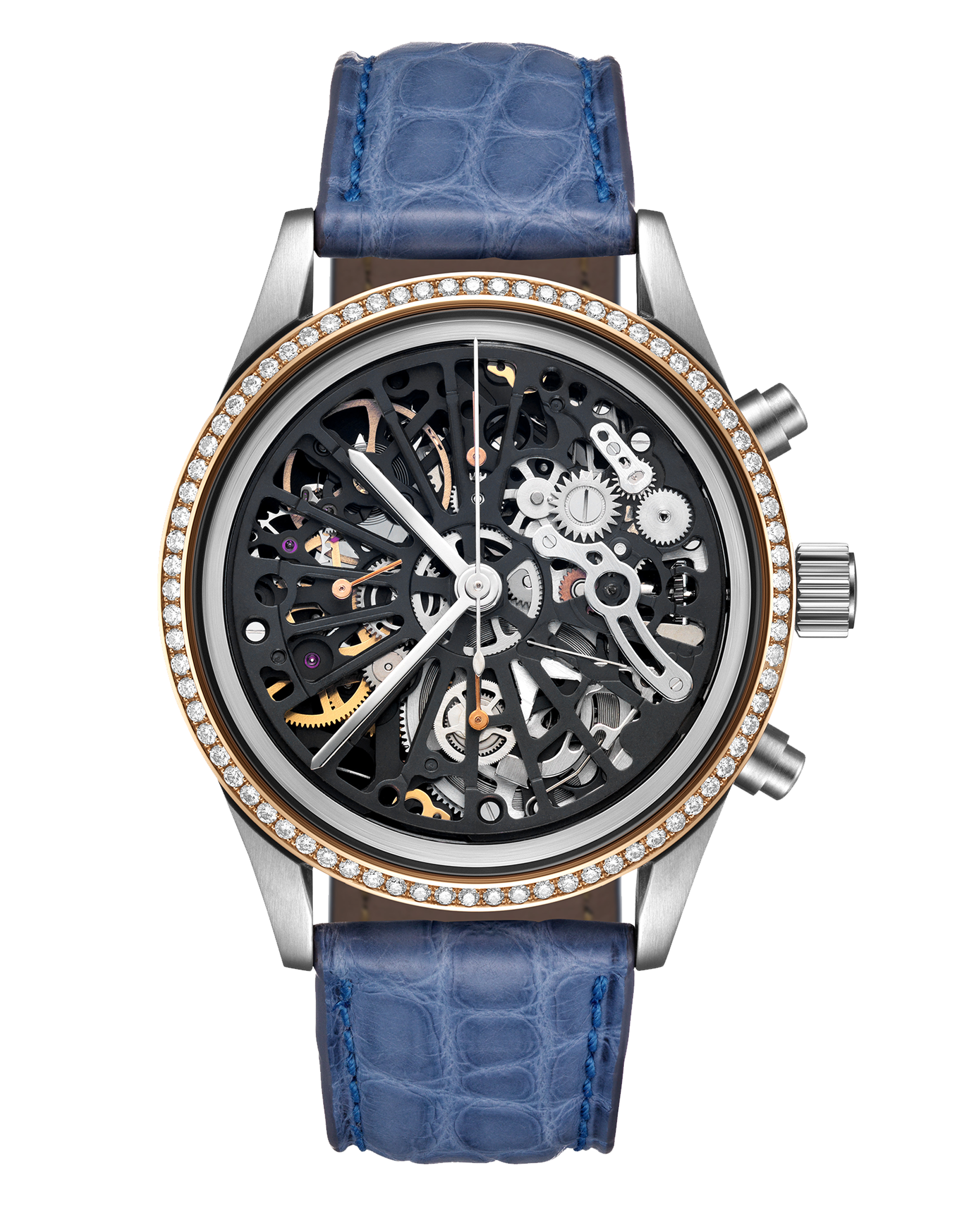 Chronographen Skeleton Uhr mit Uhrenband aus Leder