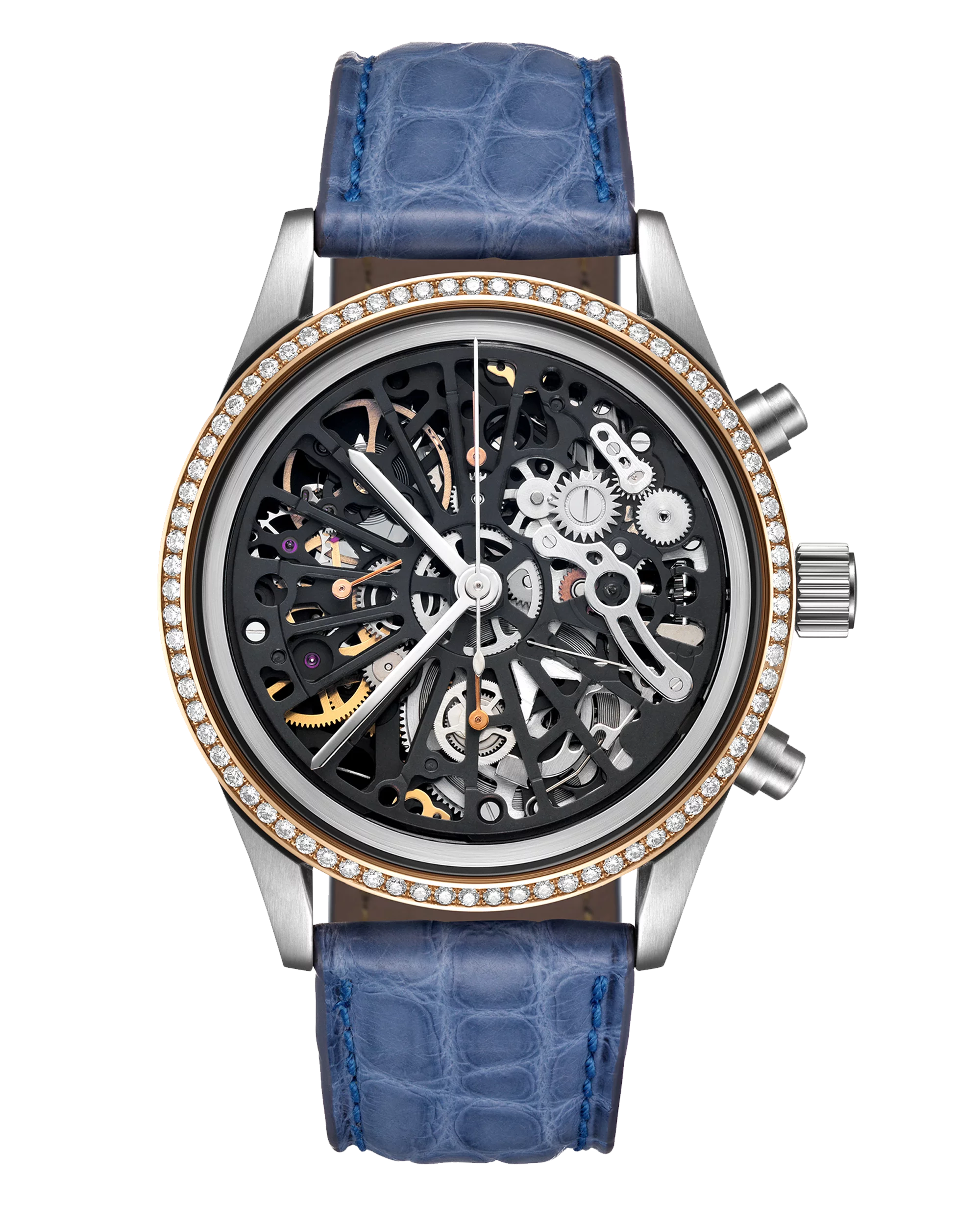 Chronographen Skeleton Uhr mit Uhrenband aus Leder