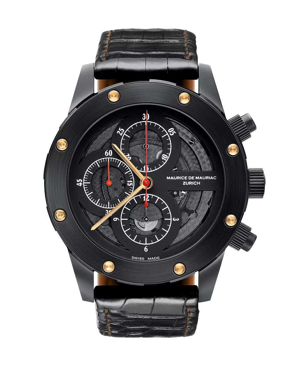 Chronographen Skeleton Uhr in schwarz