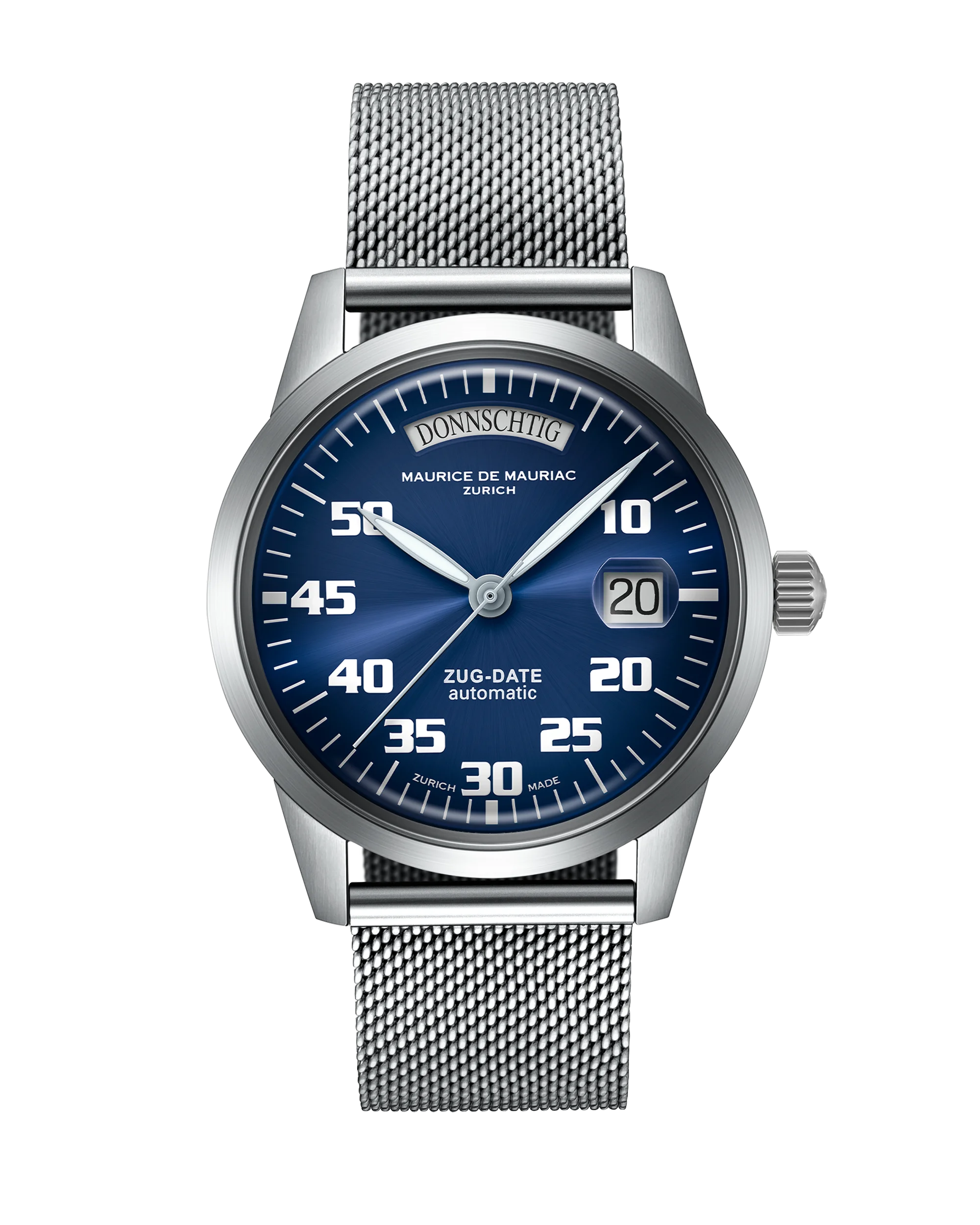 Automatic Modern: „Zug Date“ Blau mit Milanese
