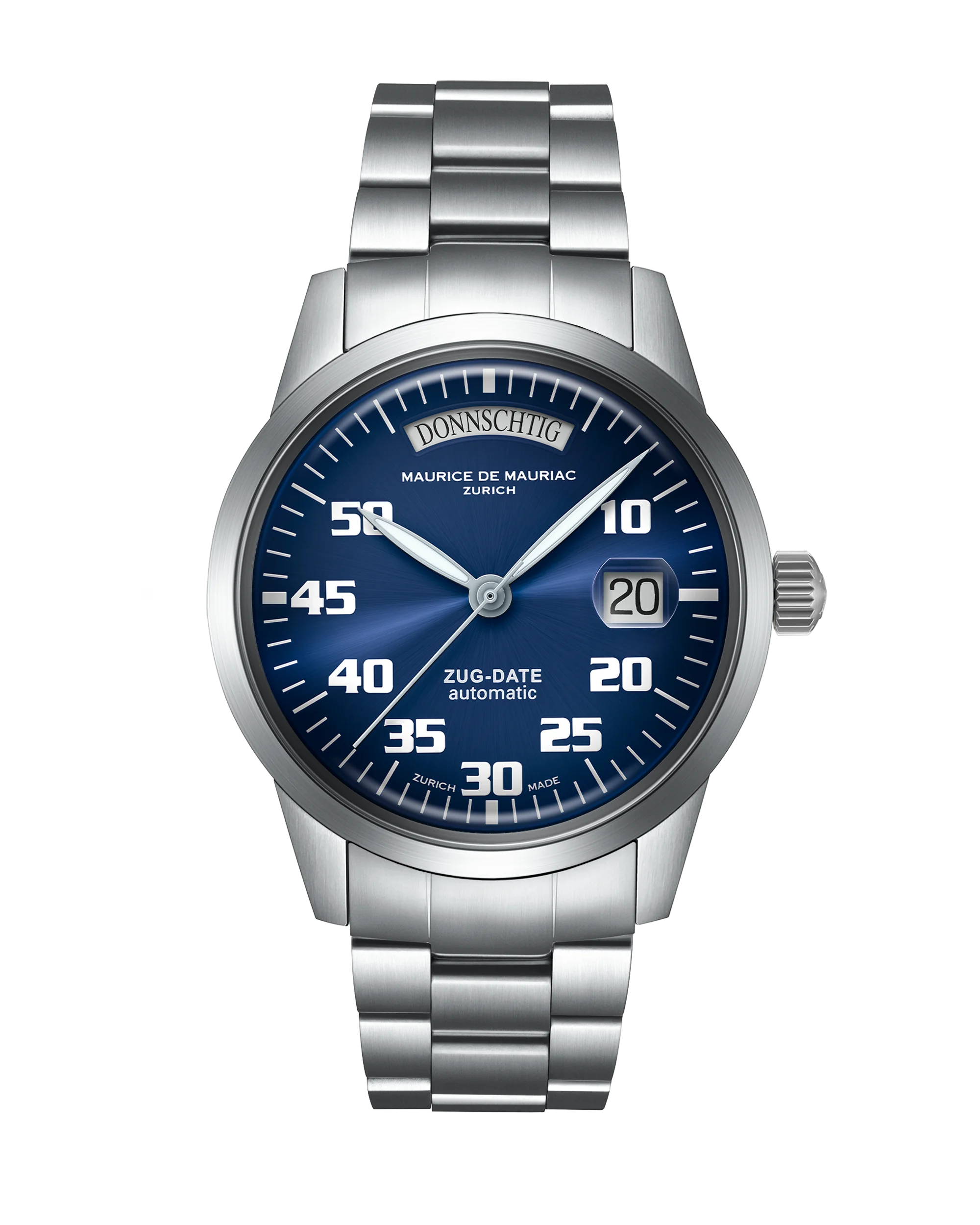 Automatic Modern: „Zug Date“ Blau mit Stahlband