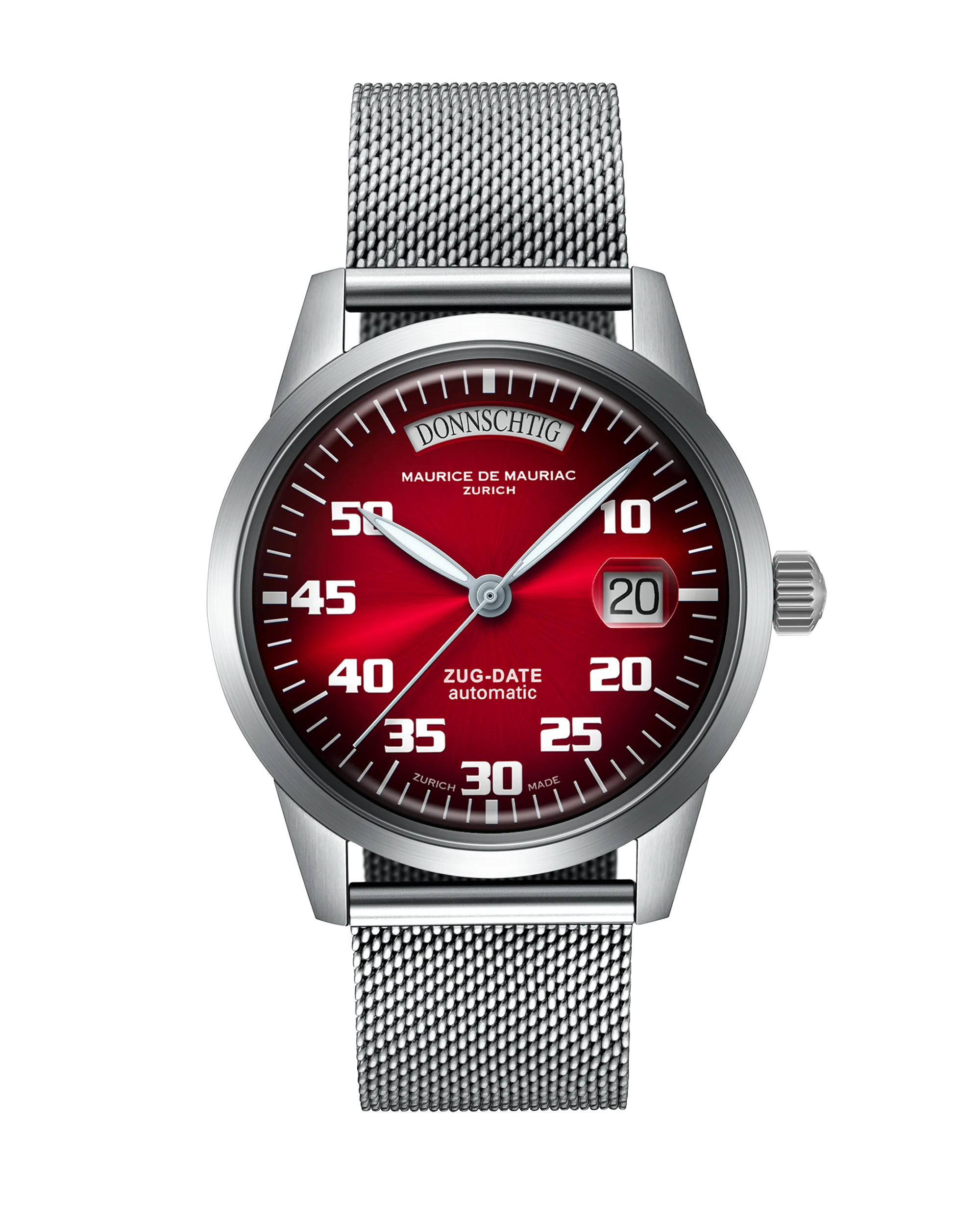 Automatic Modern: „Zug Date“ Kirschrot mit Milanese