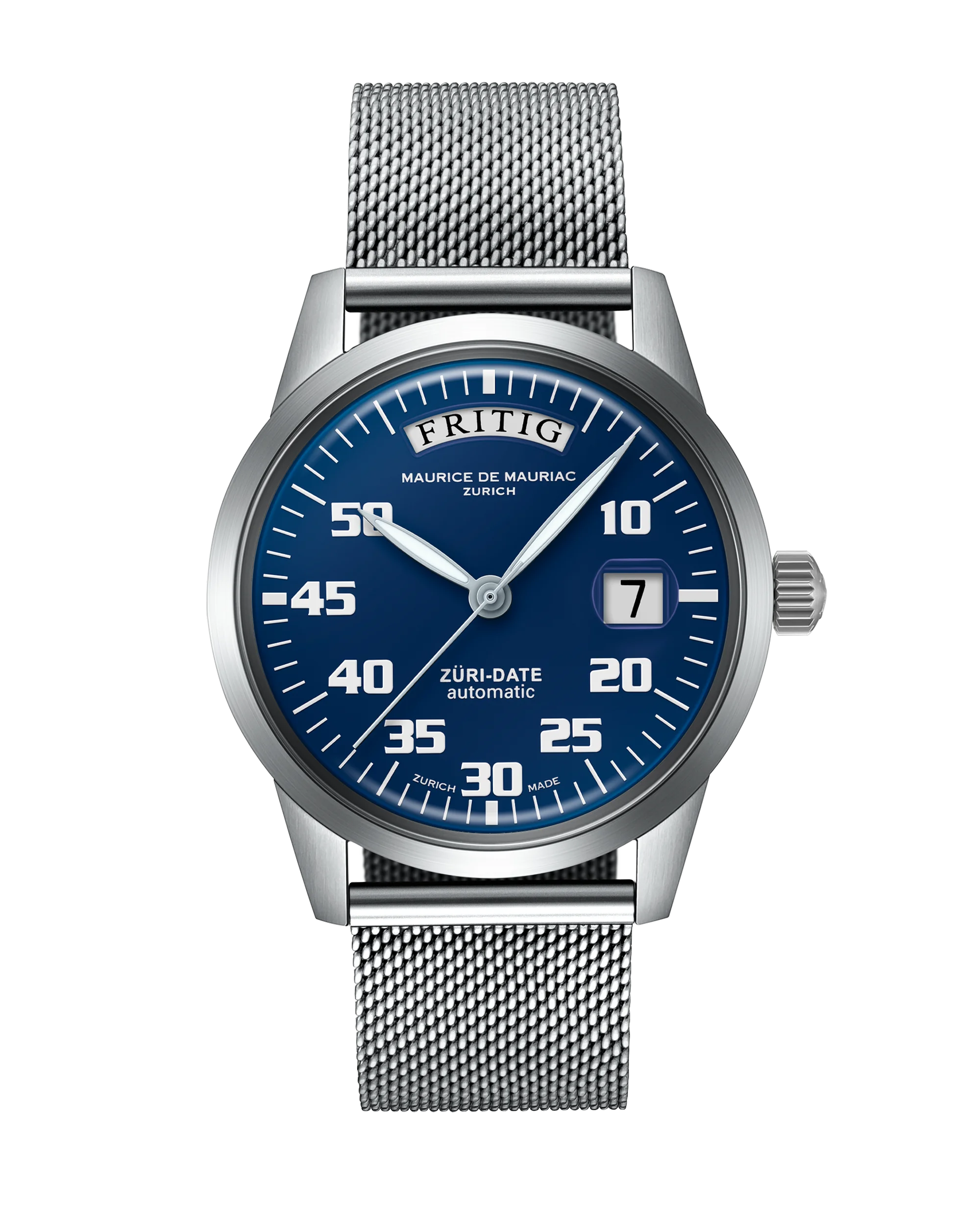 Automatic Modern: „Züri Date“ Blau mit Milanese
